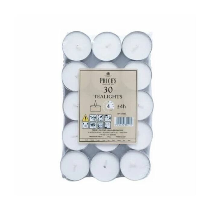 Price's White Tealight 30 Bag